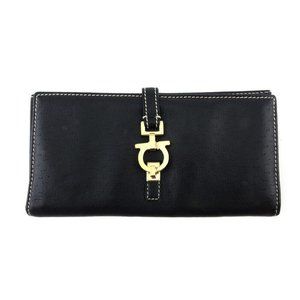 Salvatore Ferragamo Long Wallet Ganchini Leather Authentic USED